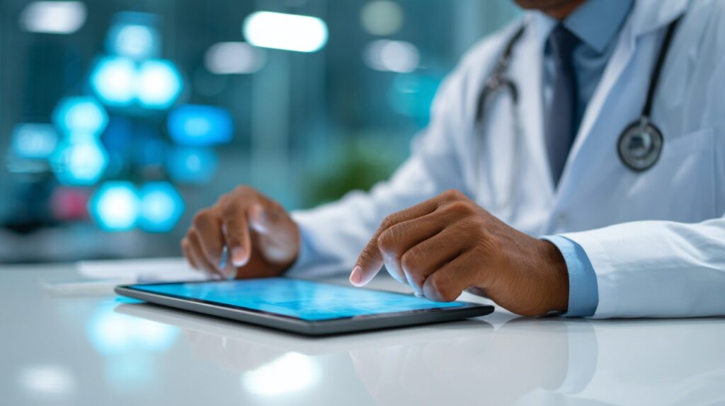 Doctor use Healthcare Software in Tablet
